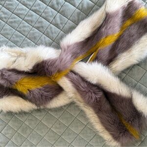 a new day Faux Fur Scarf in Yellow, White, and Brown